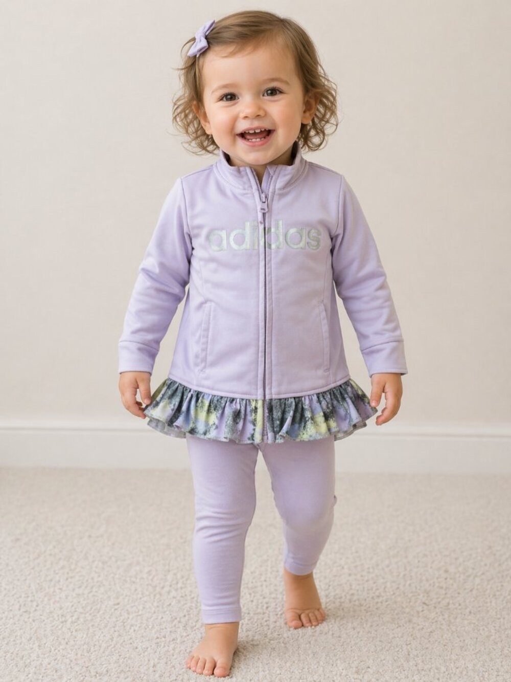 adidas Light Lavender Zip Jacket with Ruffle Hem